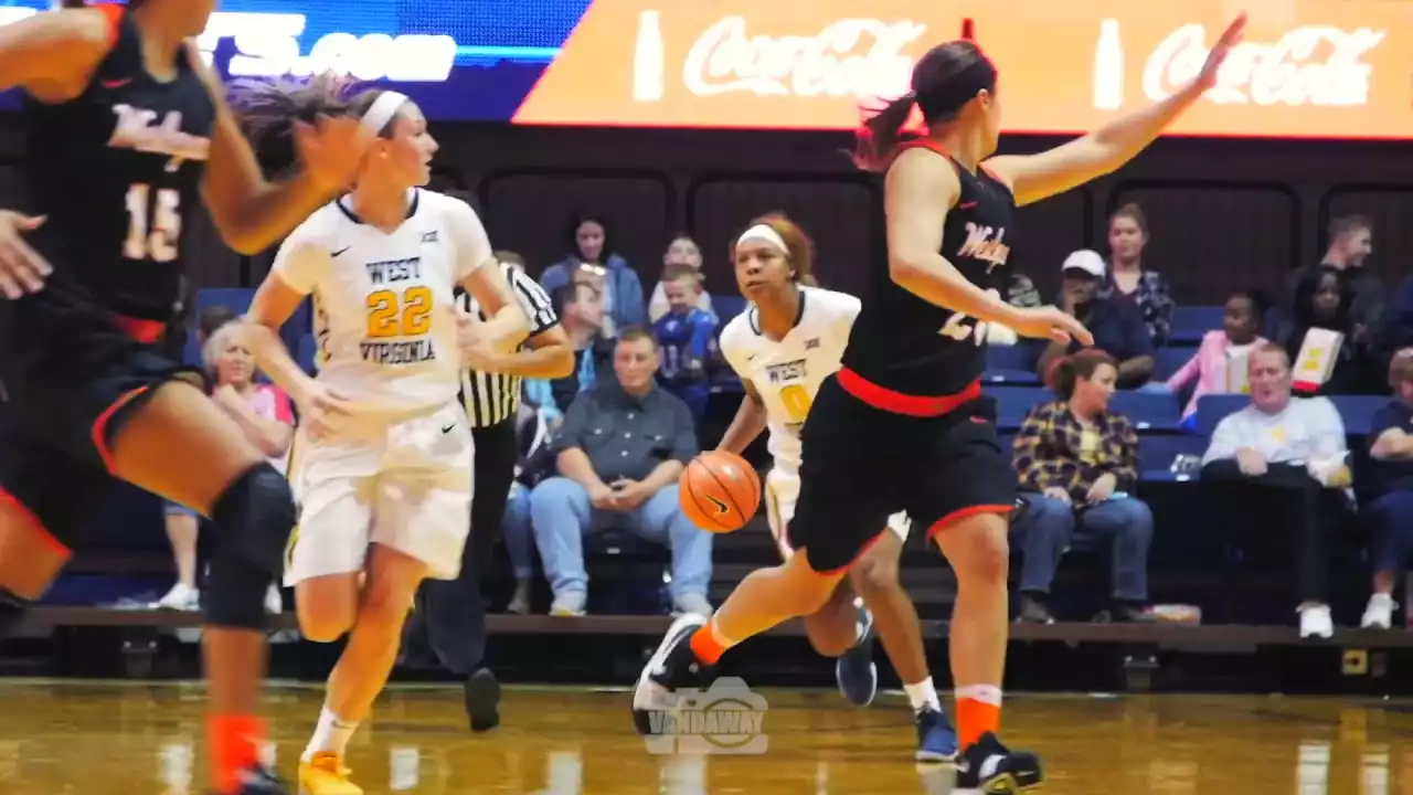 Kansas Jayhawks at West Virginia Mountaineers Womens Basketball performing live at West Virginia University Coliseum.